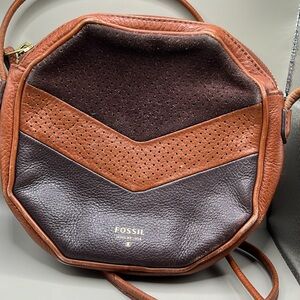 Brown Leather small crossbody purse FOSSIL